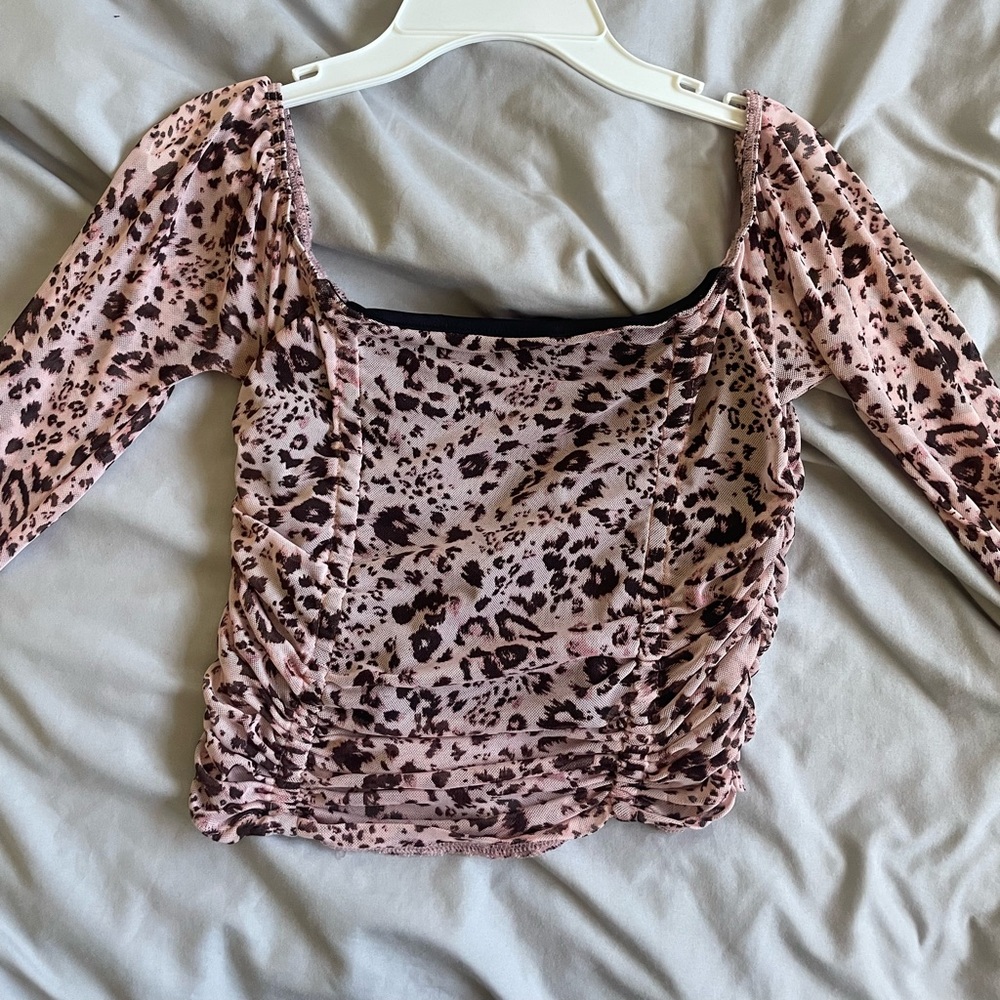 URBAN OUTFITTERS PINK CHEETAH MESH TOP
